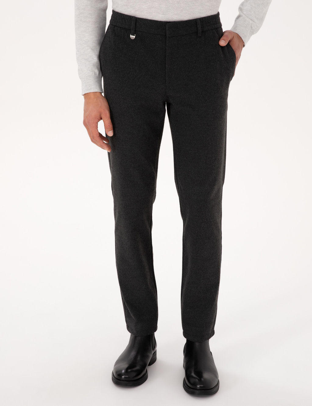 Antrasit Slim Fit Flanel Dokulu Kuma_ Pantolon - Pierre cardin фото 8