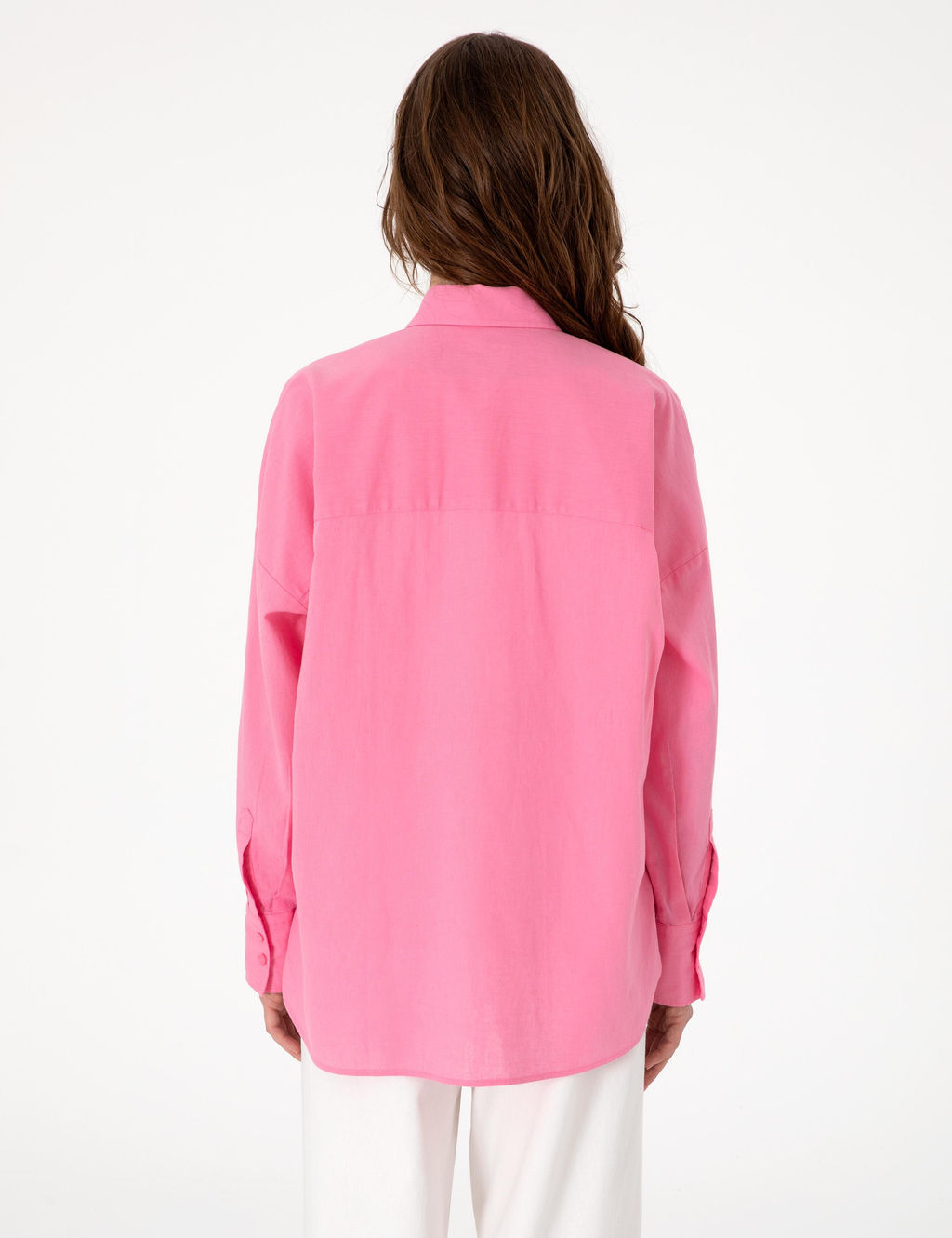 A__k Pembe Oversize Keten Kar___ml_ Uzun Kollu G_mlek - Pierre cardin фото 5