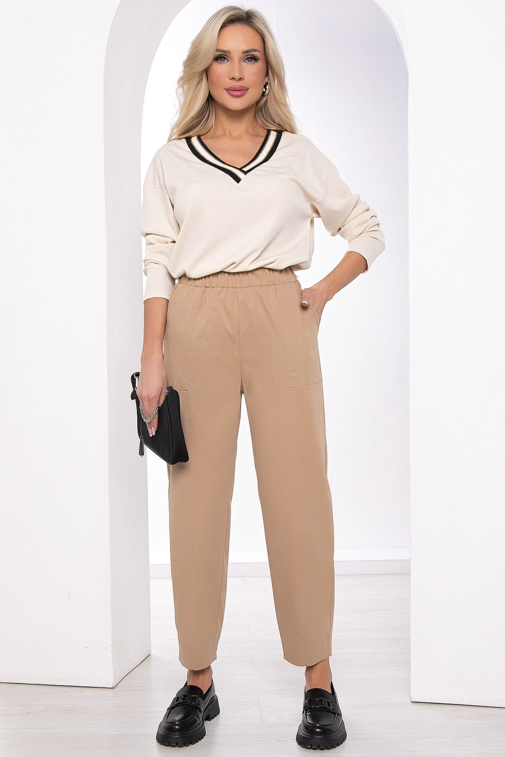 Брюки-бананы Больше чем стиль (беж) Б8433 - Lt collection фото 4