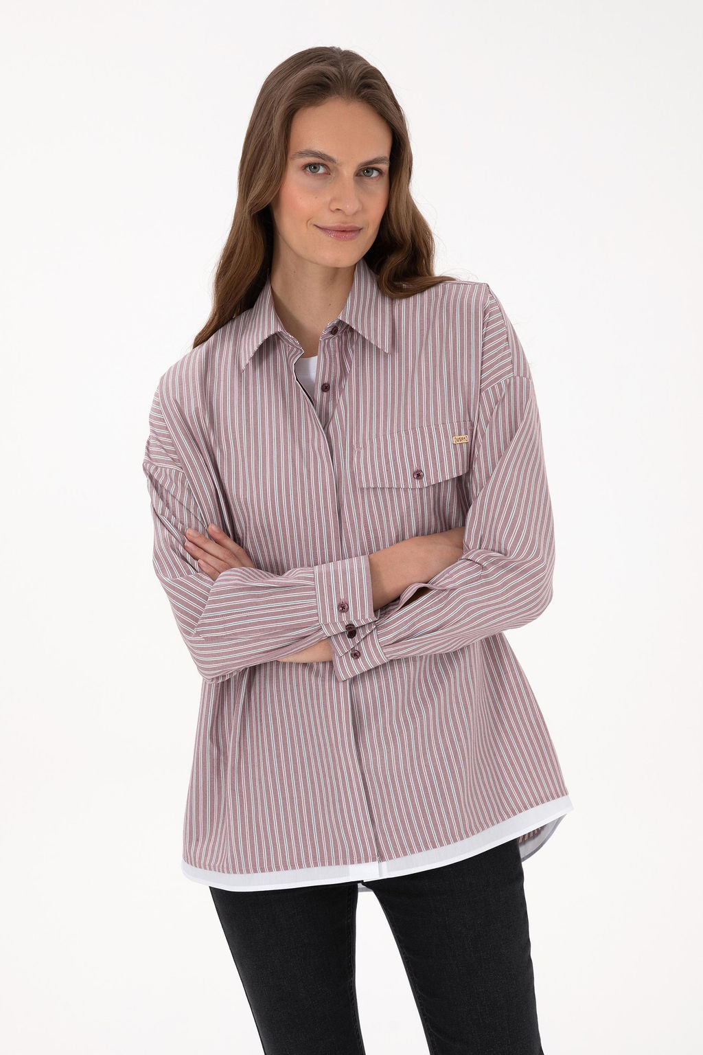 Kad_n Bordo _izgili Uzun Kollu G_mlek - U.s. polo assn фото 3