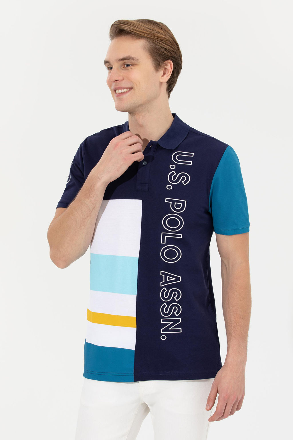 U. S. Polo Assn Мужская темно-синяя футболка с воротником-поло - U.s. polo assn фото 2