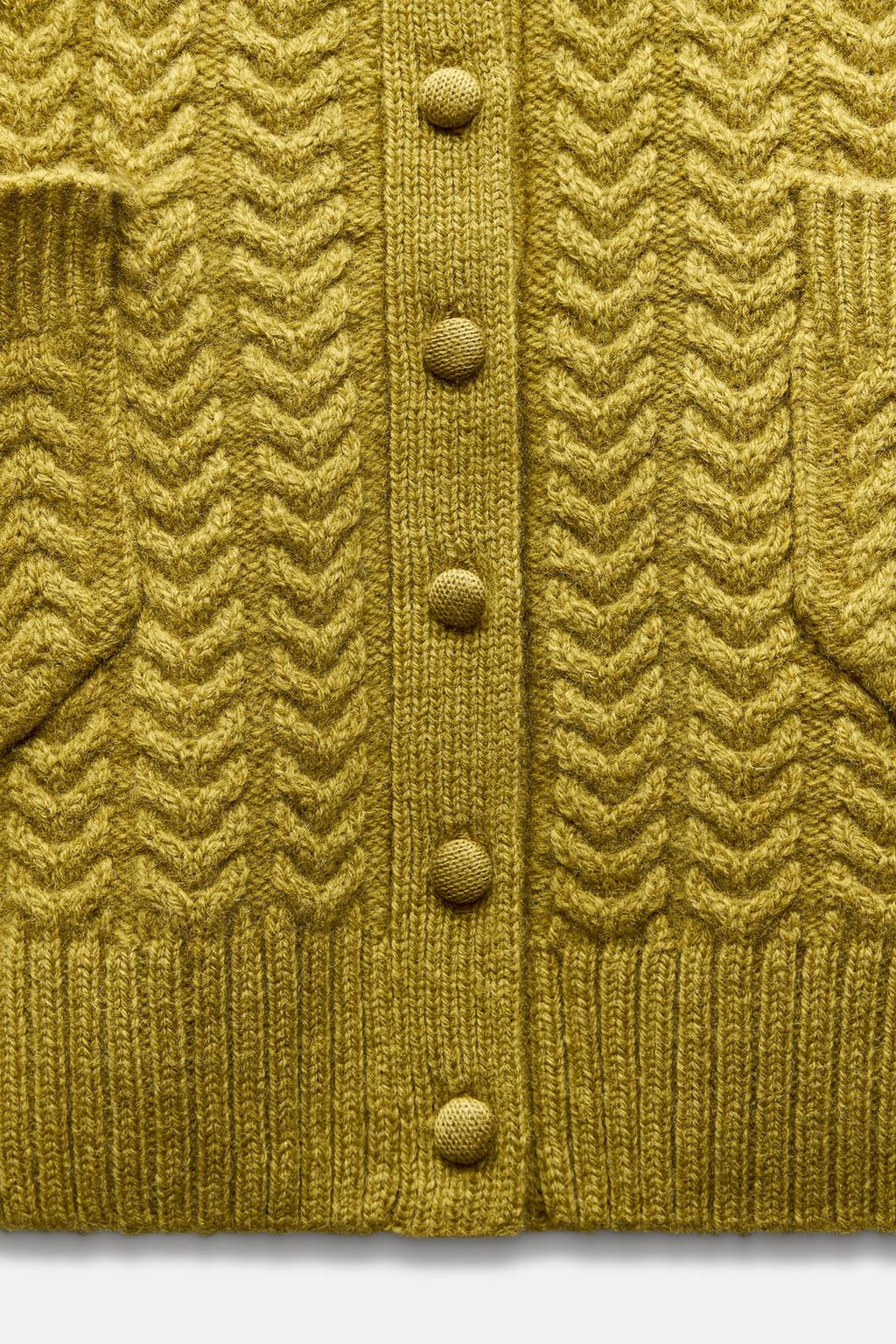 CABLE-KNIT JACKET 100% WOOL - Zara фото 9