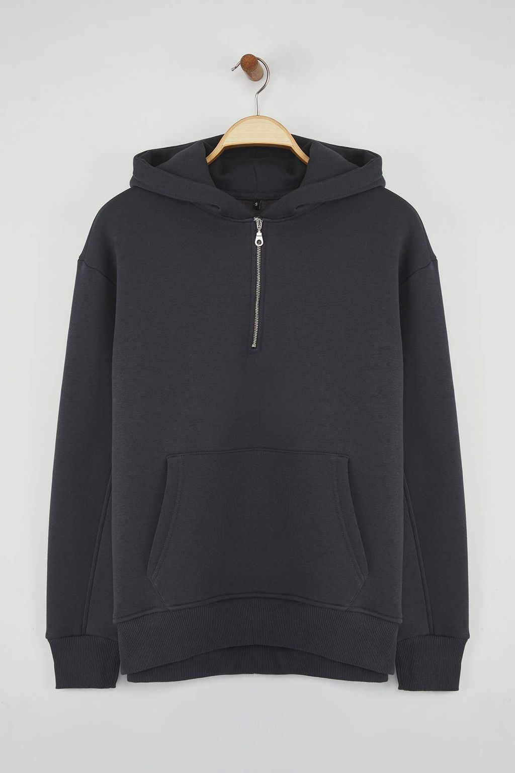 Antrasit Oversize/Genis Kesim Fermuarl? Kapusonlu Ici Polarl? Basic Sweatshirt TMNAW25SW00050