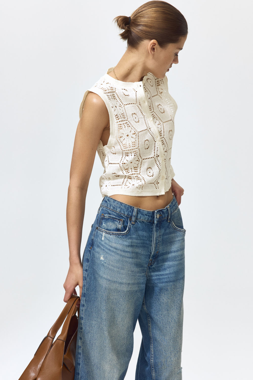Top efecto crochet con botones - H&m фото 2