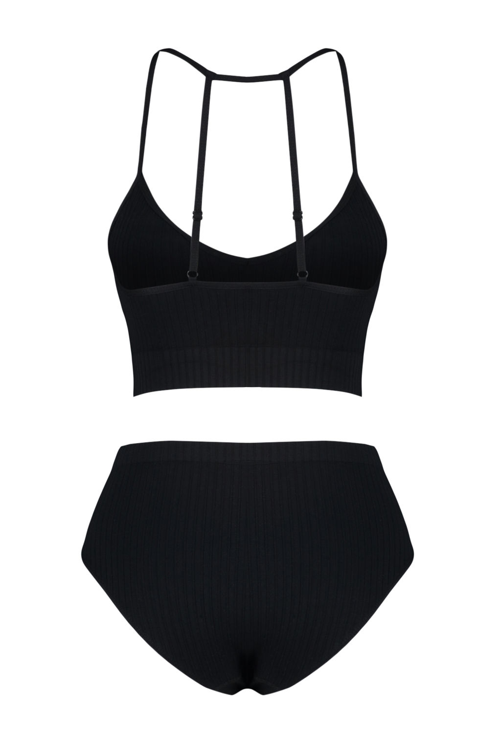 Trendyolmilla Siyah Seamless/Dikissiz Etiketli Ip Ask?l? Balensiz Kapl? Orme Ic Camas?r? Tak?m? THMSS24CC00024  фото 8