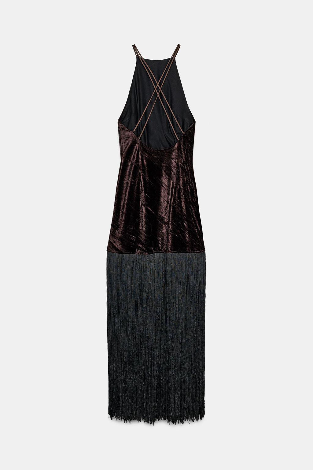VELVET FRINGED MIDI DRESS - Zara фото 10