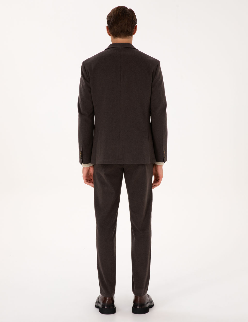 Kahverengi Slim Fit Flanel Dokulu Kuma_ Pantolon