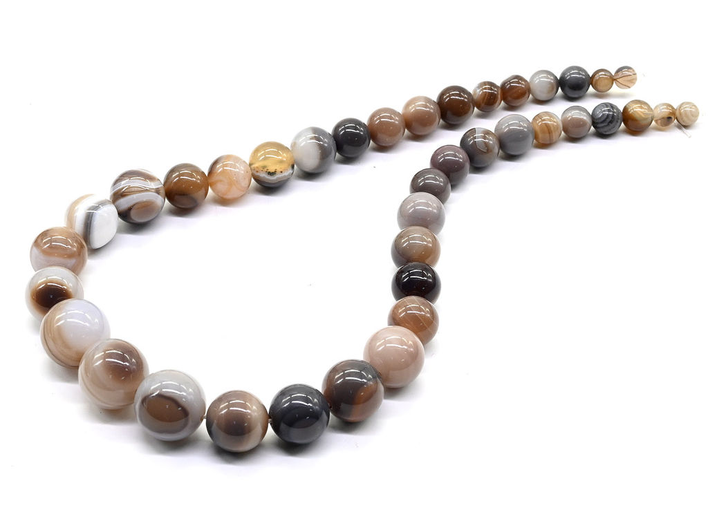 Бусины из агата бразильского Шарик на увеличение 6-16мм, 42см, 39 бусин Радуга камня