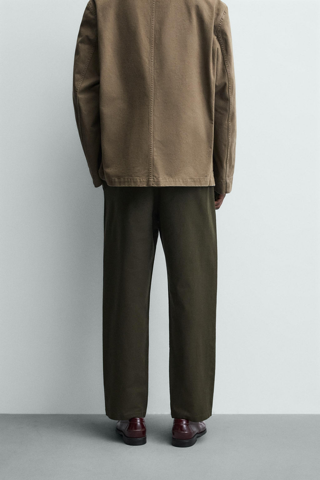 PANTAL?N RELAXED FIT ALGOD?N - LINO / Khaki oscuro - Zara фото 3