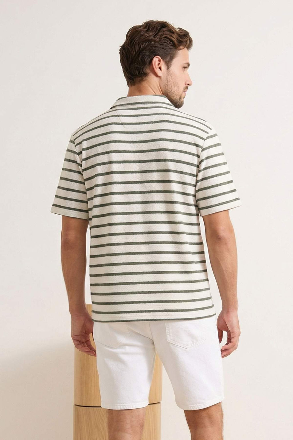 Yesil Regular/Normal Kesim Dokulu Cizgili Polo Yaka T-shirt TMNSS26PO00013 - Trendyolmilla фото 3