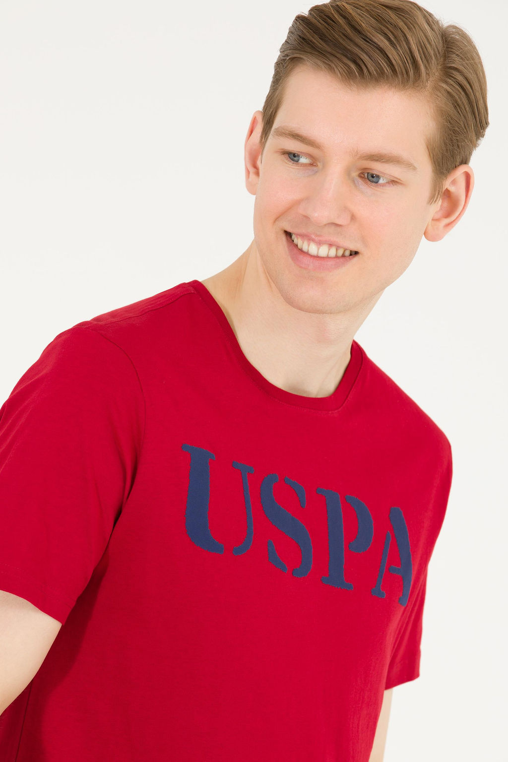 U. S. Polo Assn Мужская бордово-красная базовая футболка с круглым вырезом - U.s. polo assn фото 4