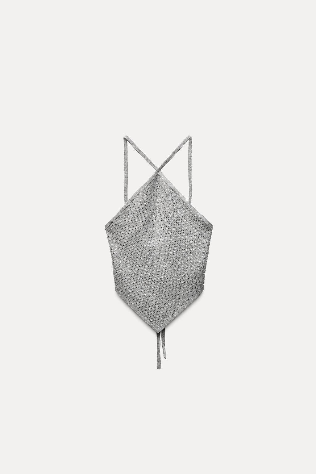 KNIT OPEN BACK CROP TOP WITH RHINESTONES - Zara фото 11