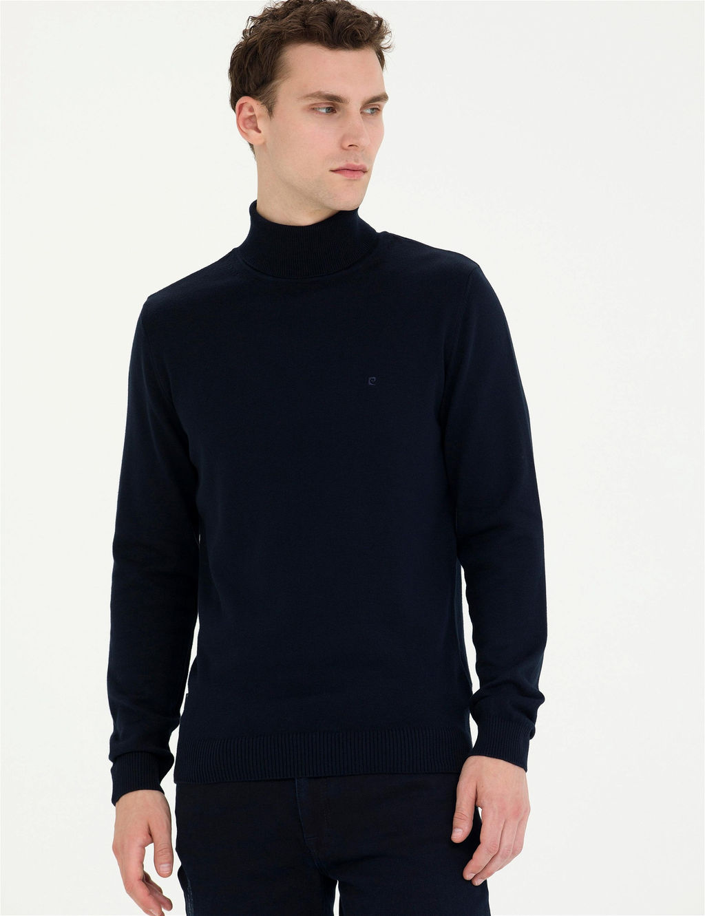 Lacivert Slim Fit Bal_k__ Yaka Basic Triko Kazak - Pierre cardin фото 3