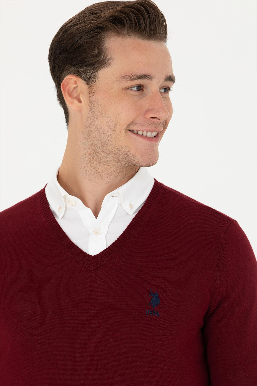 U. S. Polo Assn / Мужской бордово-красный базовый свитер - U.s. polo assn фото 9