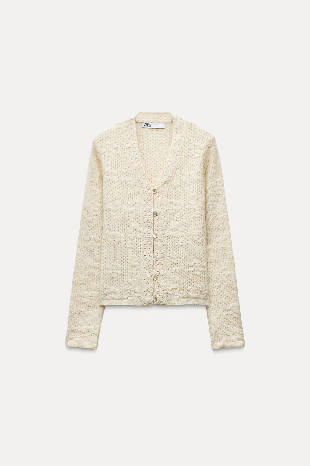 ROMANTIC POINTELLE KNIT CARDIGAN - Zara фото 5