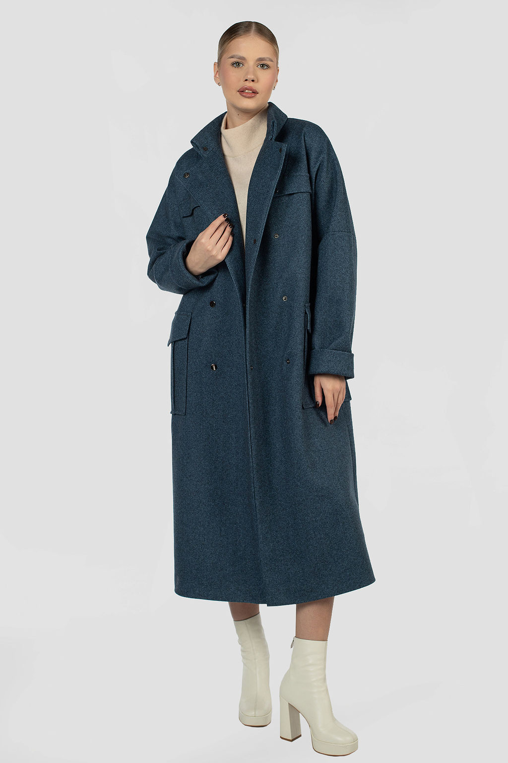 01-12128 Пальто женское демисезонное (пояс) - El podio фото 3