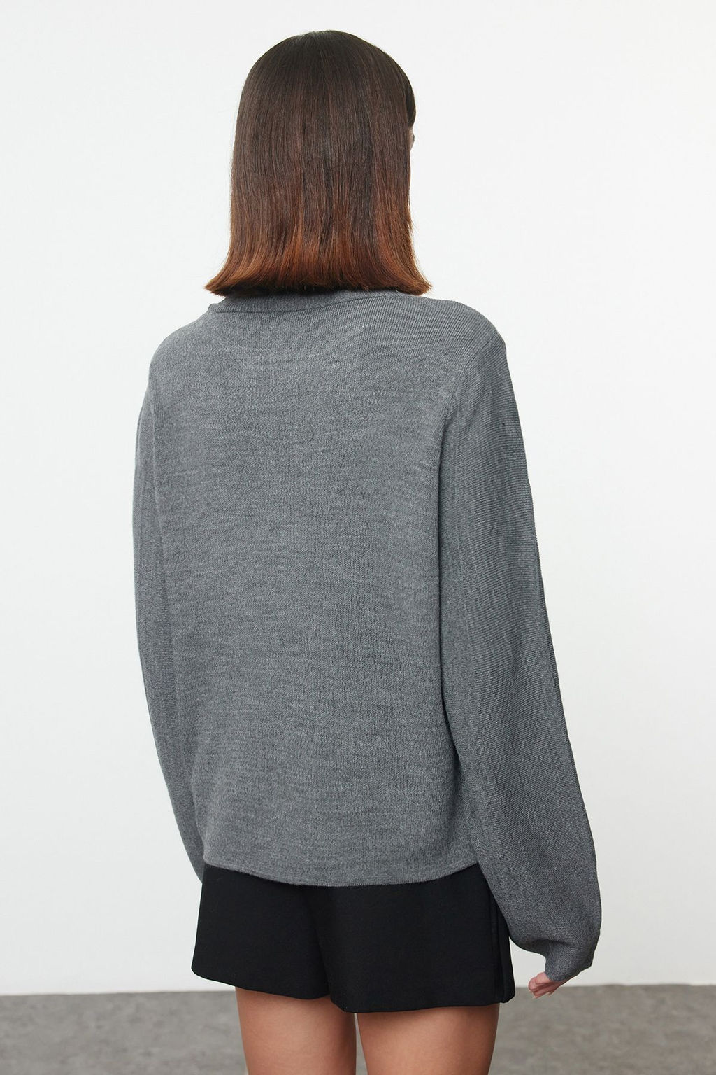 Antrasit Basic Bal?kc? Yaka Triko Kazak TWOAW21KZ0485