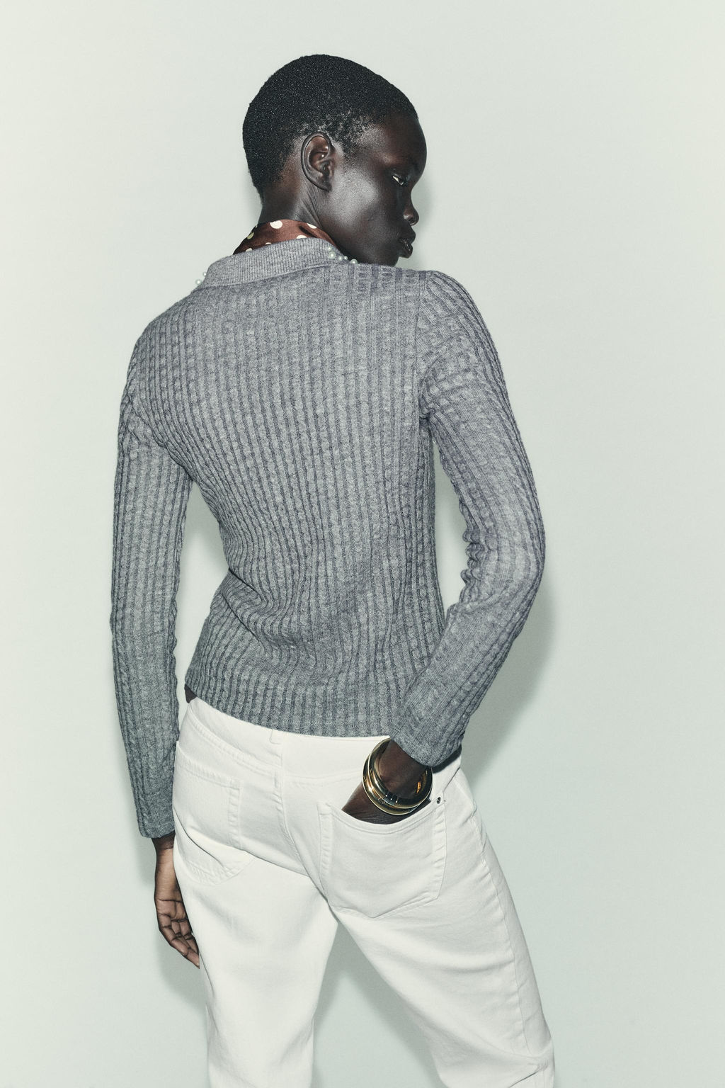 JEWEL COLLAR CUT-OUT CARDIGAN - Zara фото 5