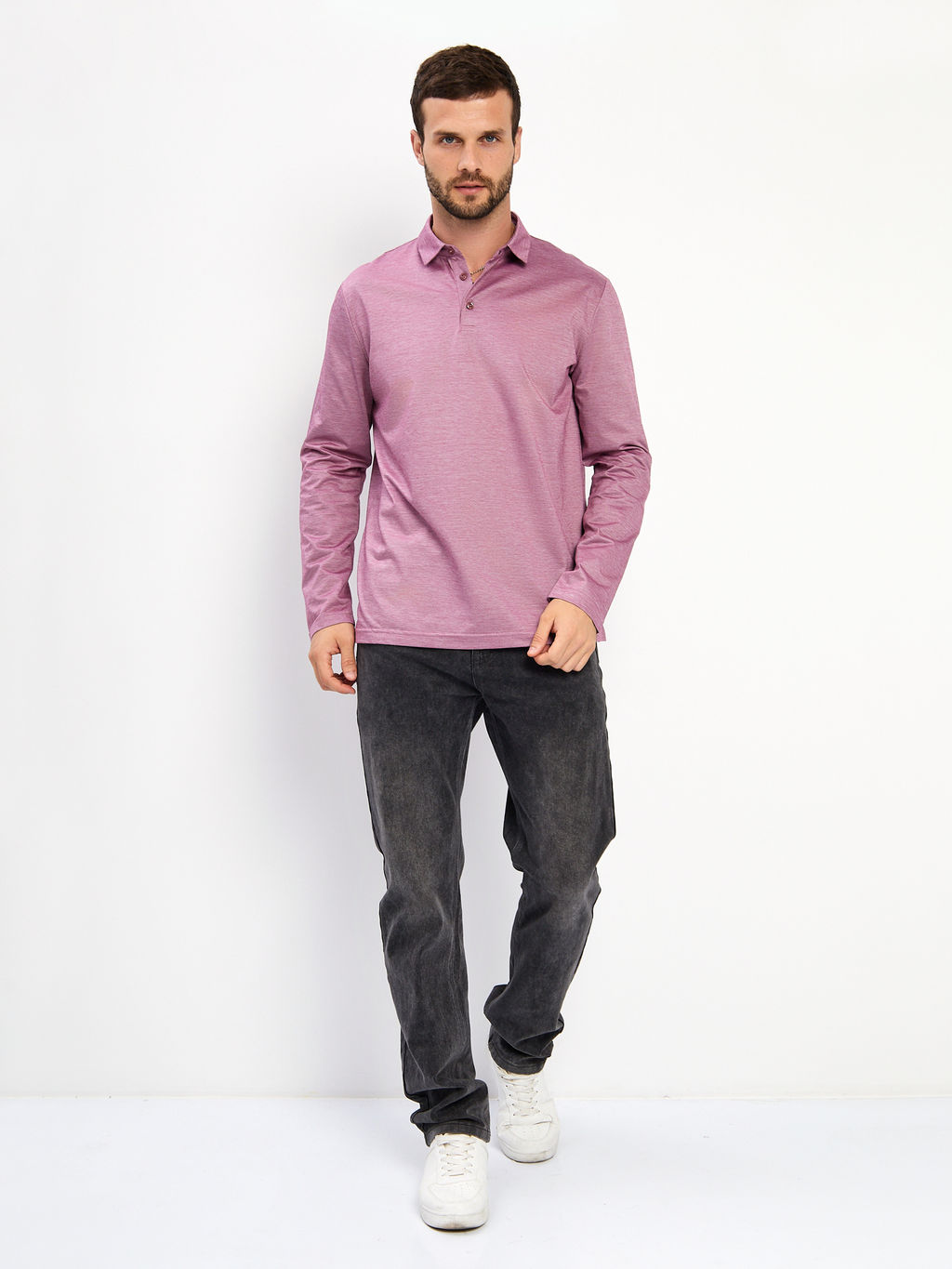 Джемпер мужской с воротником поло GREG G155-PM4-LT1635 (бордо)  фото 5