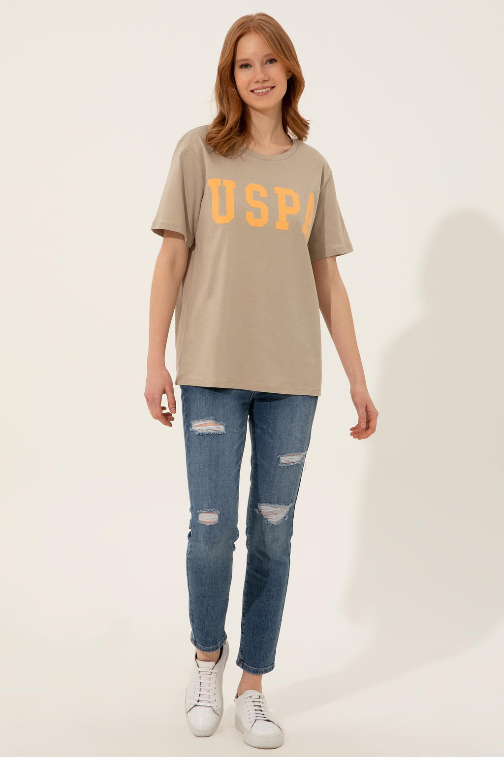 Женская футболка цвета хаки Неожиданная скидка в корзине - U.s. polo assn фото 4