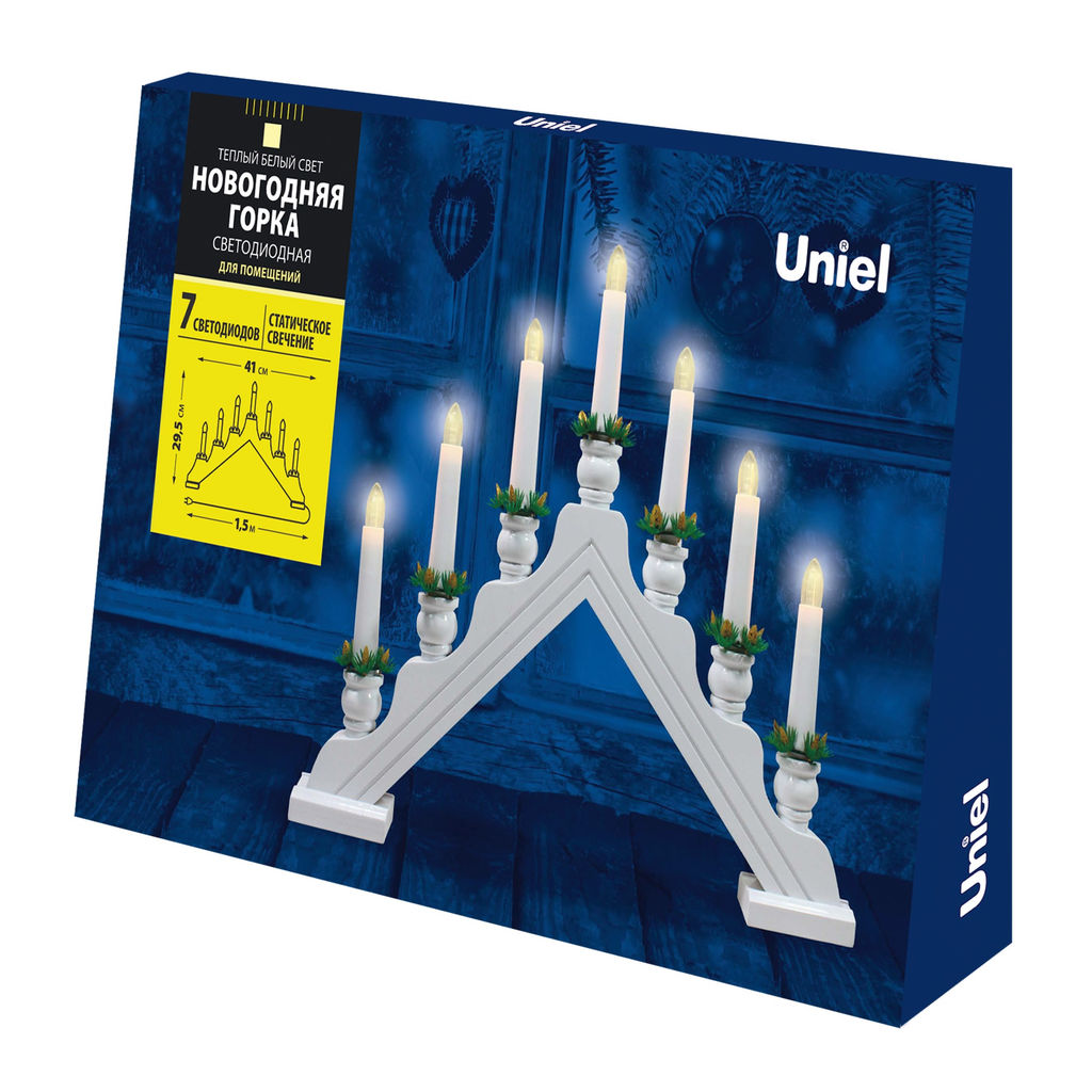 ULD-L7101-007/SWA WARM WHITE IP20 WHITE BRIDGE Фигура светодиодная Новогодняя горка, 39,5х30,5см. 7 светодиодов. Теплый белый свет. Корпус белый. Материал пластик. TM Uniel