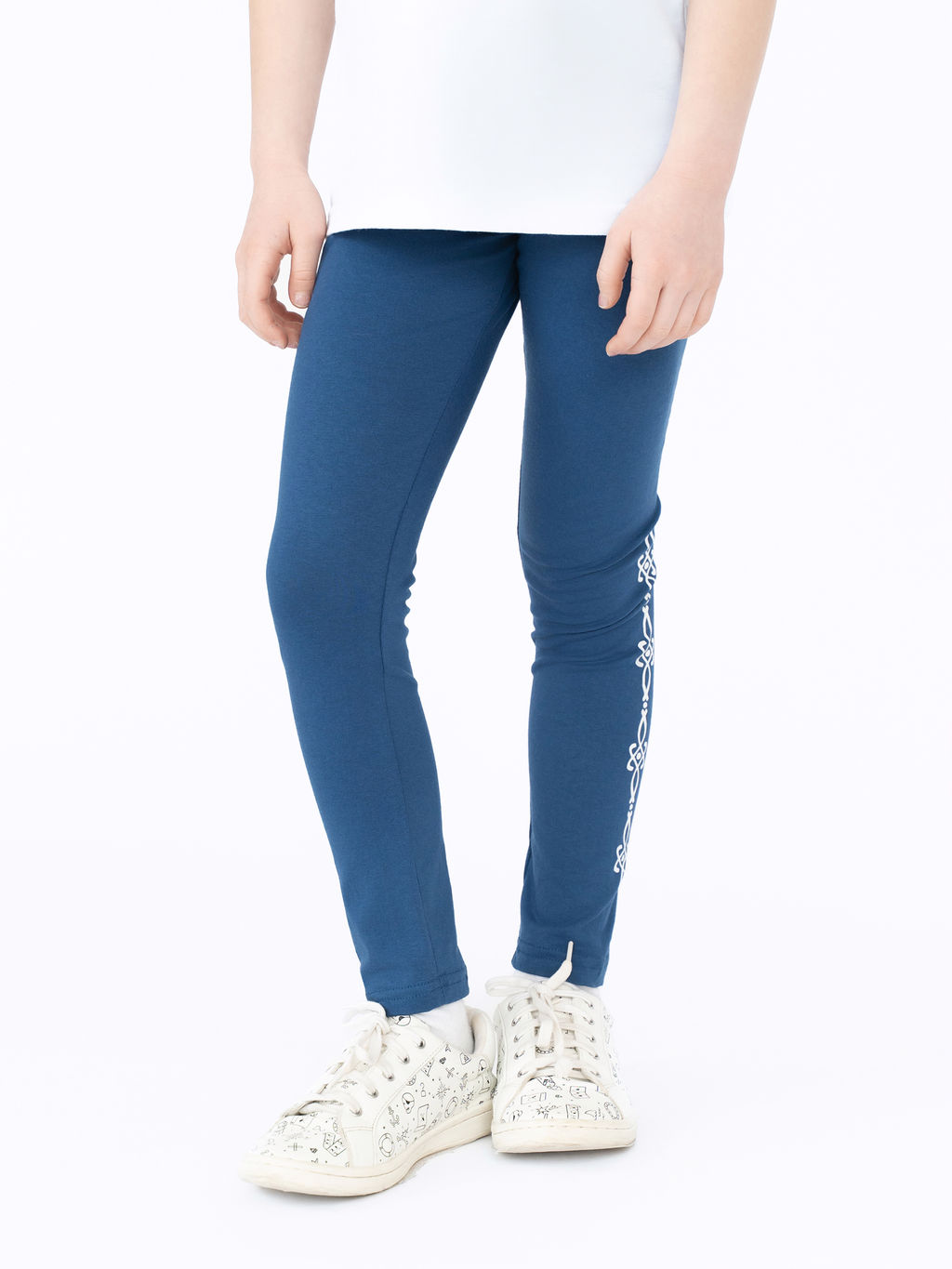 Легинсы для девочки индиго с узором
