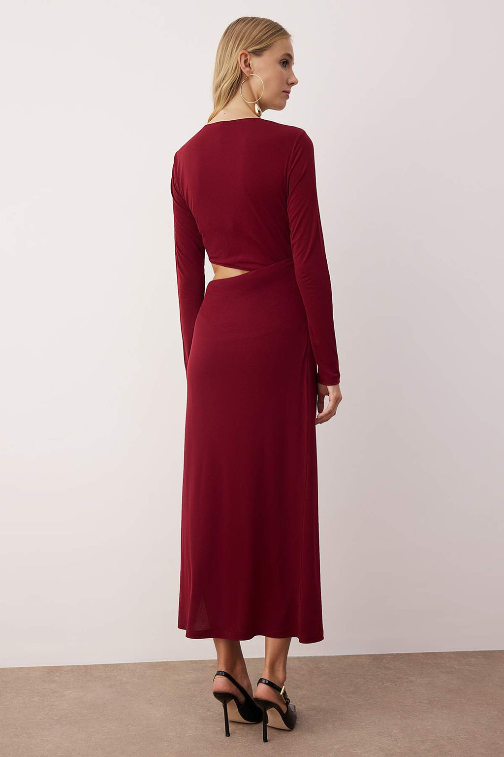 Bordo Aksesuar ve Bel Cut-Out Detayl? Orme Elbise TPRAW26EL00021 - Trendyolmilla фото 4