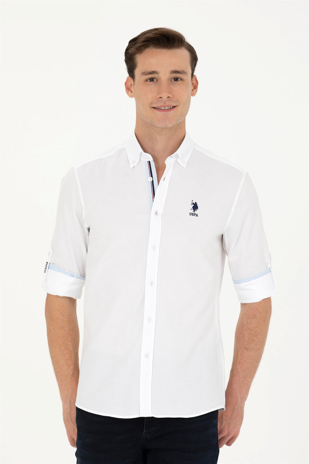 U. S. Polo Assn / Мужская белая рубашка с длинным рукавом - U.s. polo assn фото 3