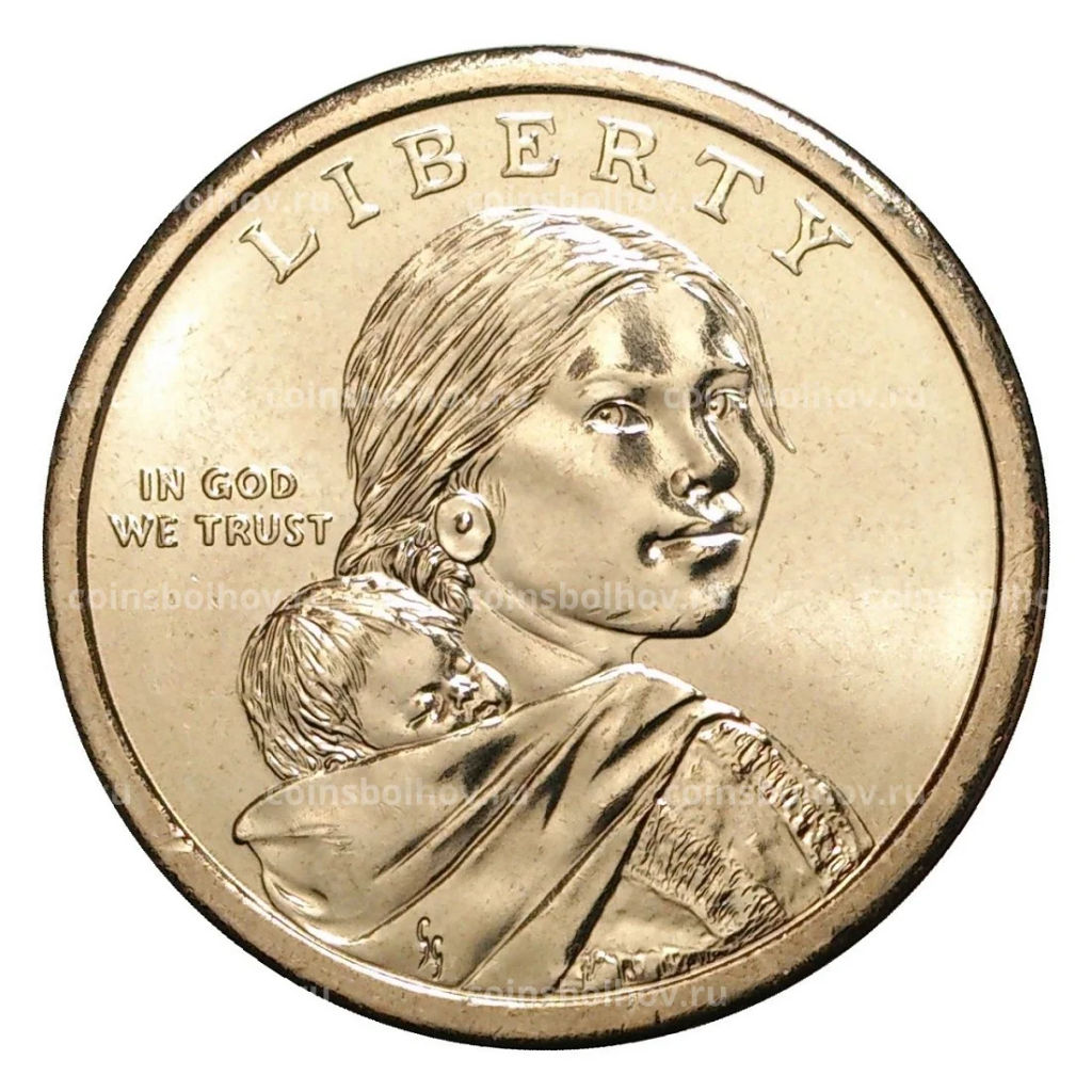 1 доллар 2009 года Сакагавея Индианка, выращивающая тыкву, кукурузу, фасоль P