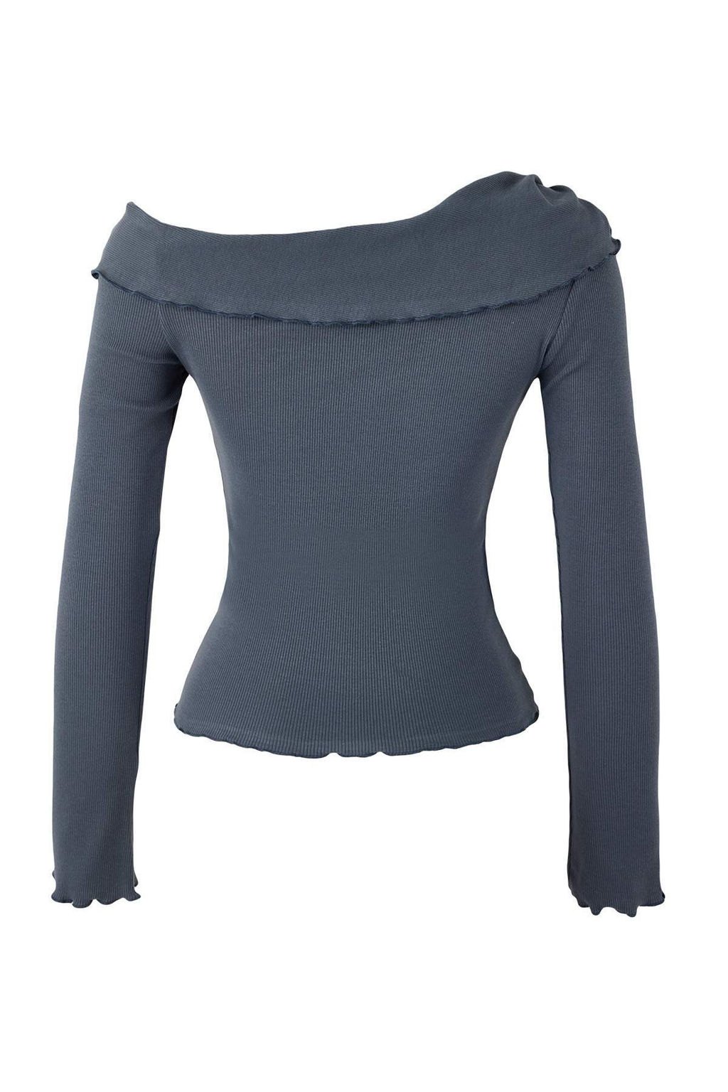 Antrasit Fitted/Vucuda Oturan Asimetrik Yaka Aksesuar Detayl? Fitilli Esnek Orme Bluz TWOSS26BZ00072