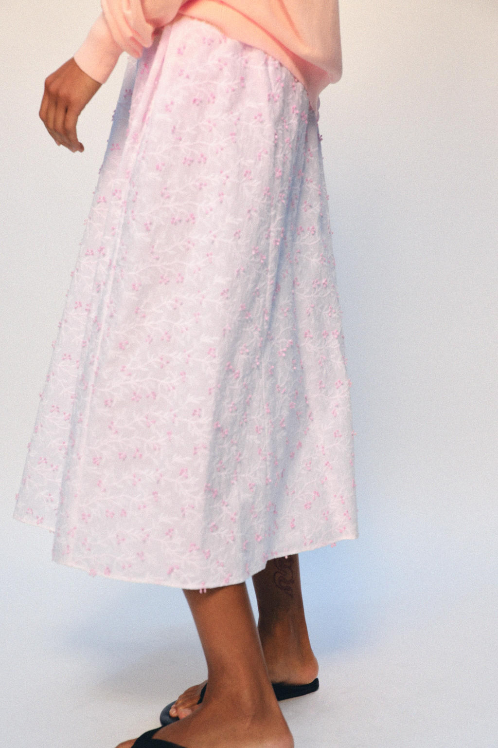 FALDA MIDI CAPA ESTRUCTURA / Rosa / Blanco - Zara фото 3