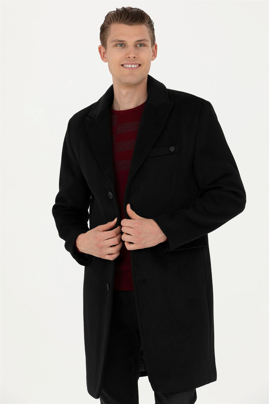 U. S. Polo Assn / Мужское черное пальто с тиснением - U.s. polo assn фото 10