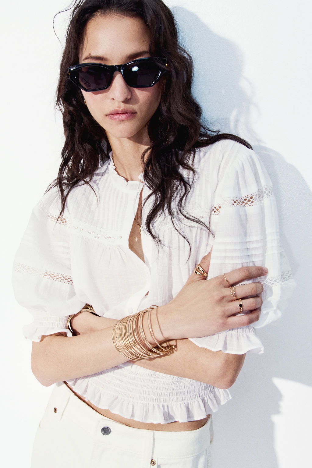 Blusa de algod?n con jaretas - H&m фото 4