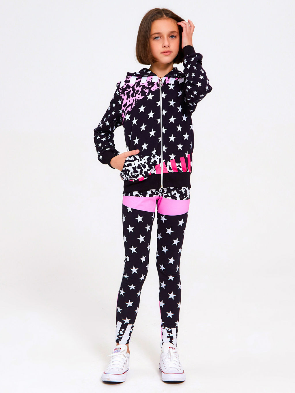 Толстовка "Звезды",чёрно-белый