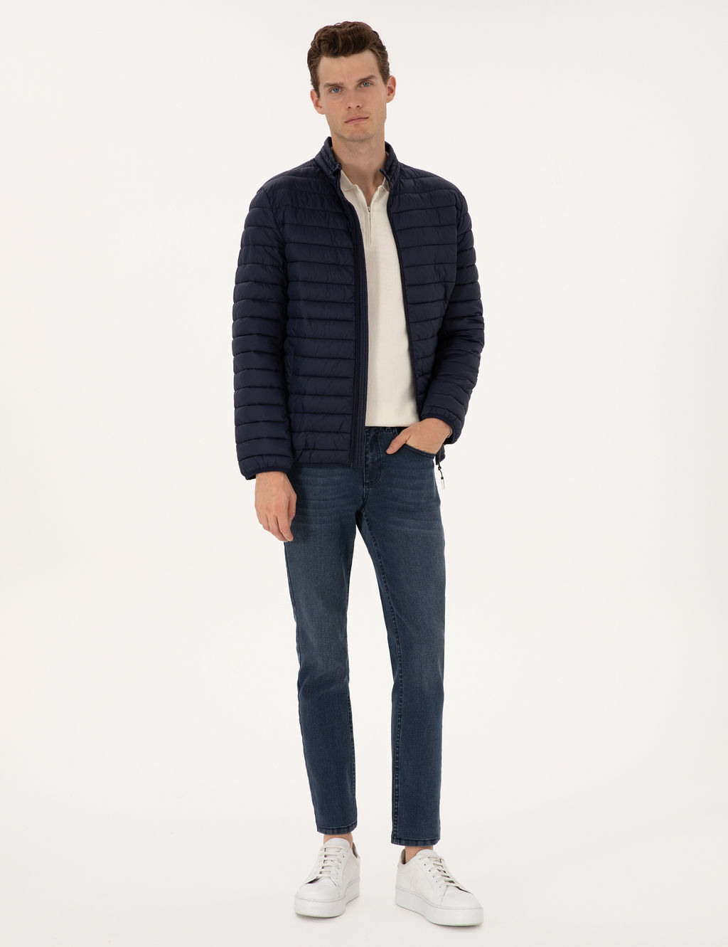 Lacivert Kapitone Basic Mont