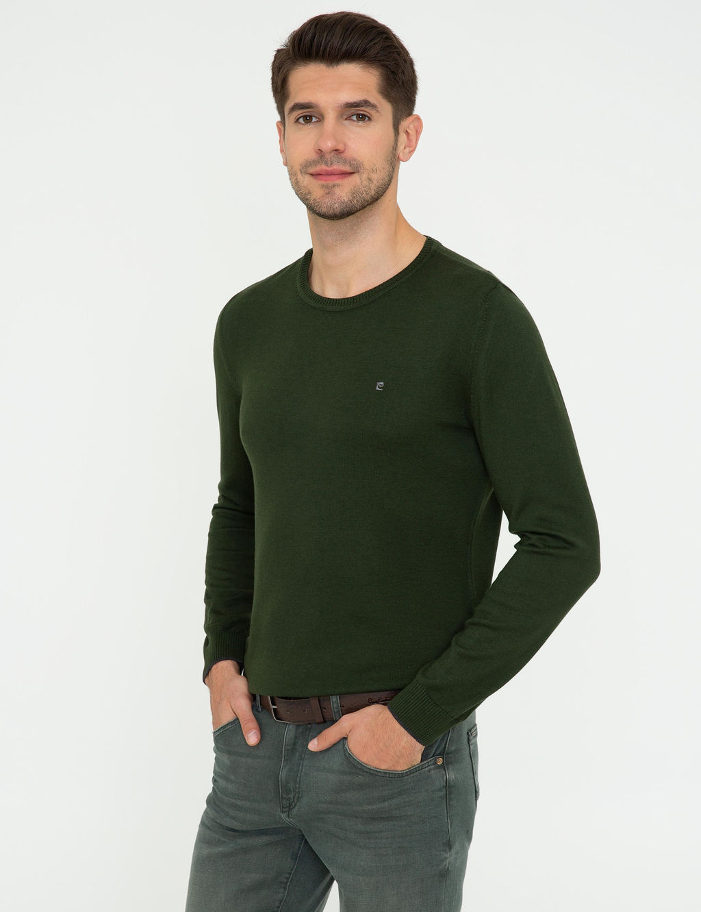 Ye_il Slim Fit Bisiklet Yaka Basic Triko Kazak - Pierre cardin фото 3