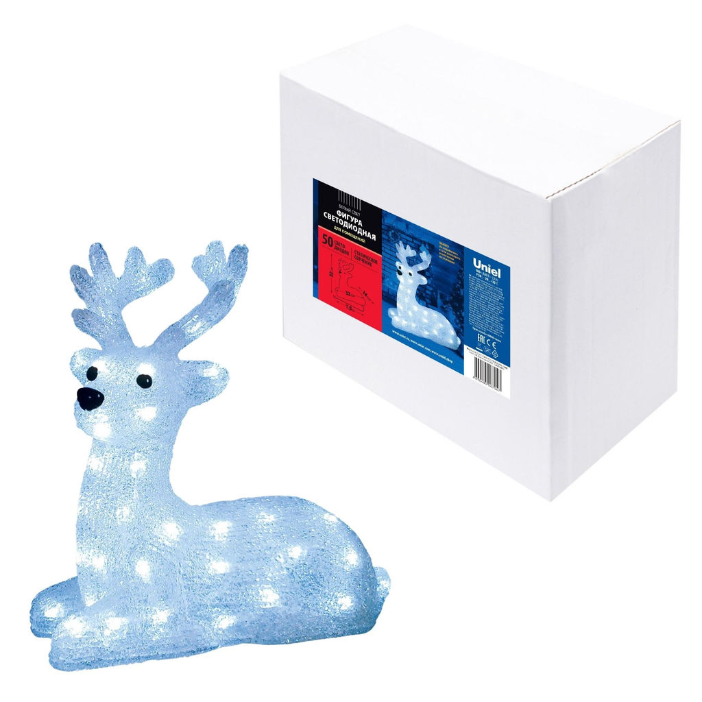 ULD-M3133-050/STA WHITE IP20 LYING FAWN Фигура светодиодная Лежащий оленёнок, 50 светодиодов, 31*15*33 см, цвет-свечения- белый, IP20
