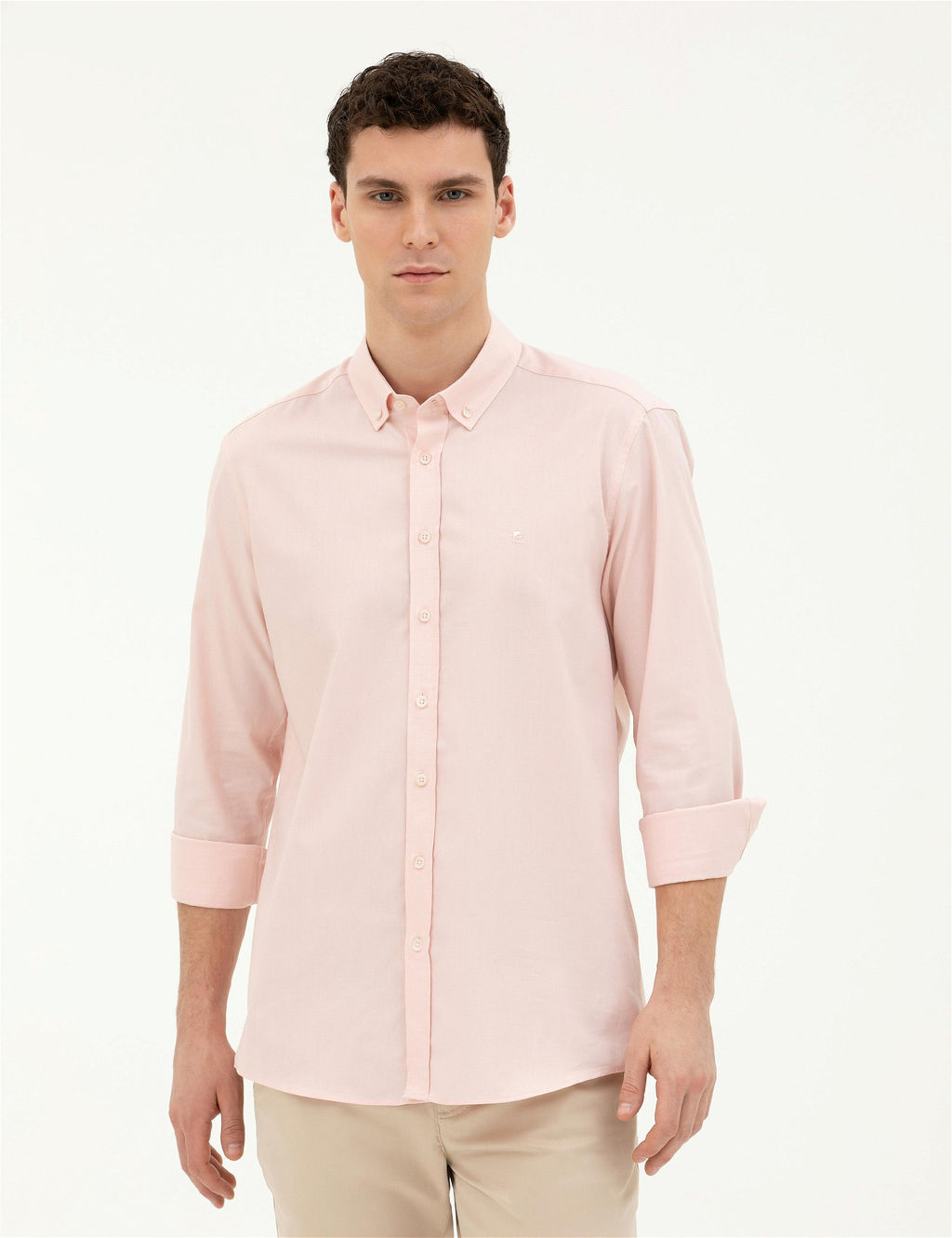 A__k Pembe Slim Fit Uzun Kollu G_mlek