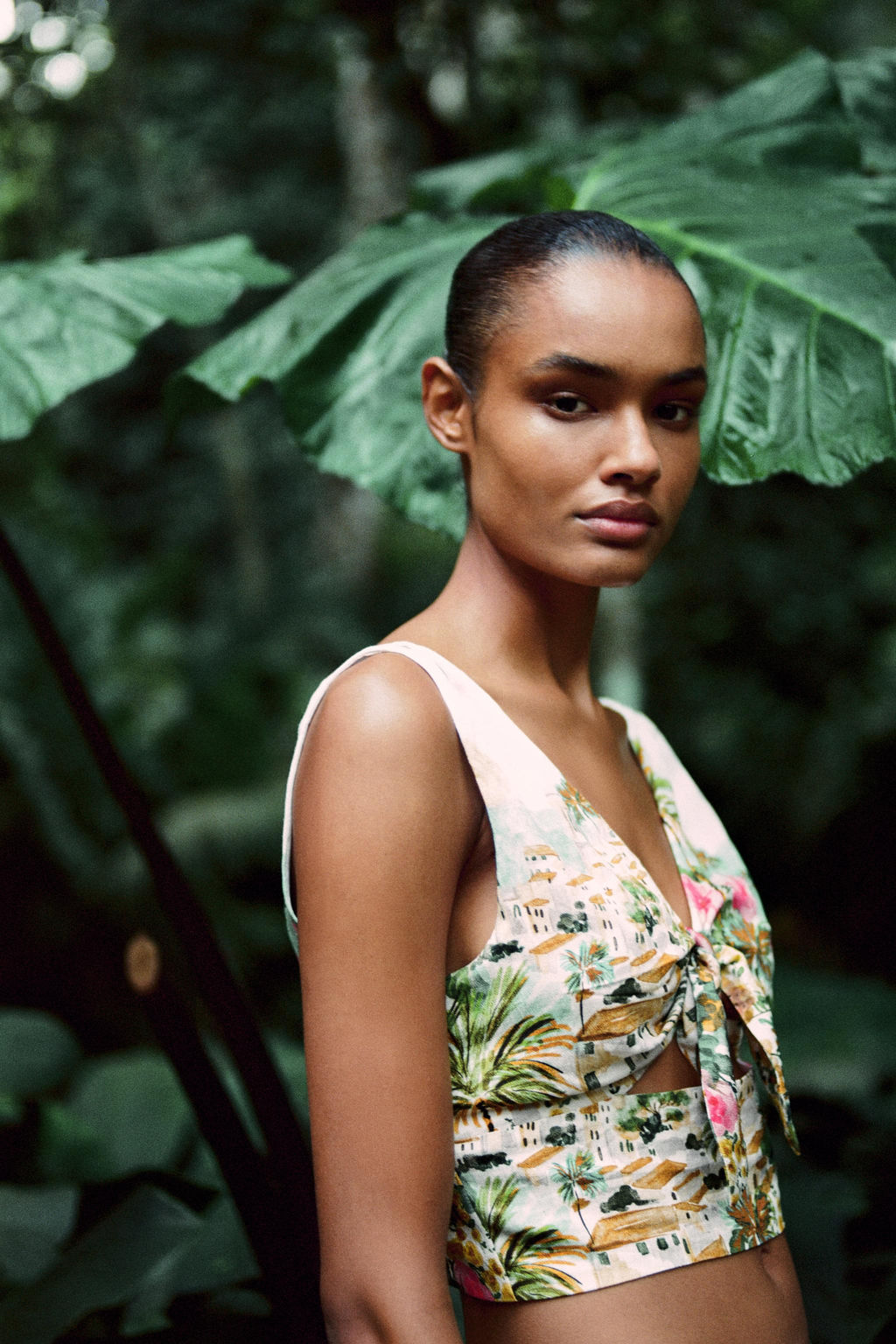 PRINTED KNOT CROP TOP - Zara фото 2