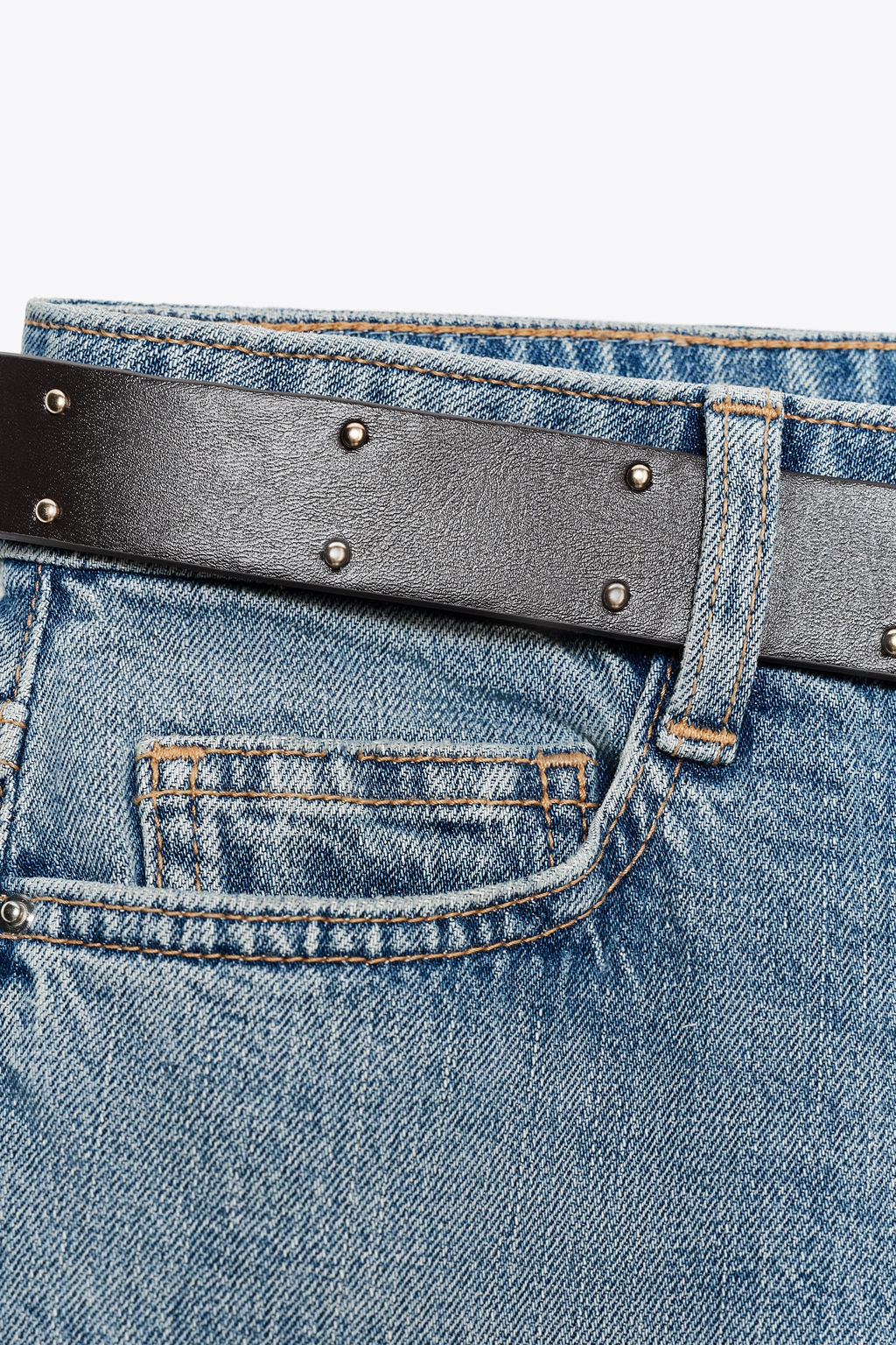Z1975 MID-WAIST STRAIGHT BELTED JEANS - Zara фото 7