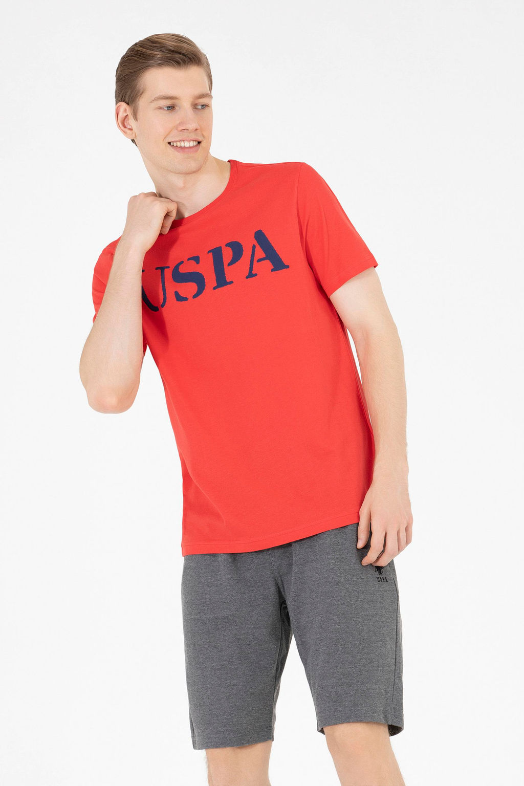 Мужская красная базовая футболка с круглым вырезом - U.s. polo assn фото 15