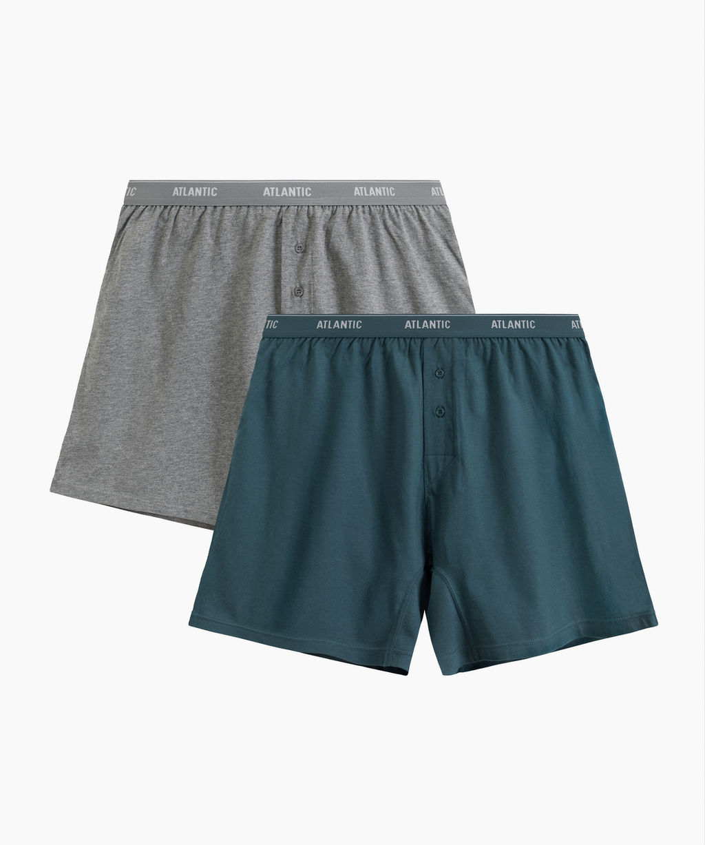ATLANTIC 2RMX-001 Трусы боксеры - набор (2 шт.) серый меланж + морской