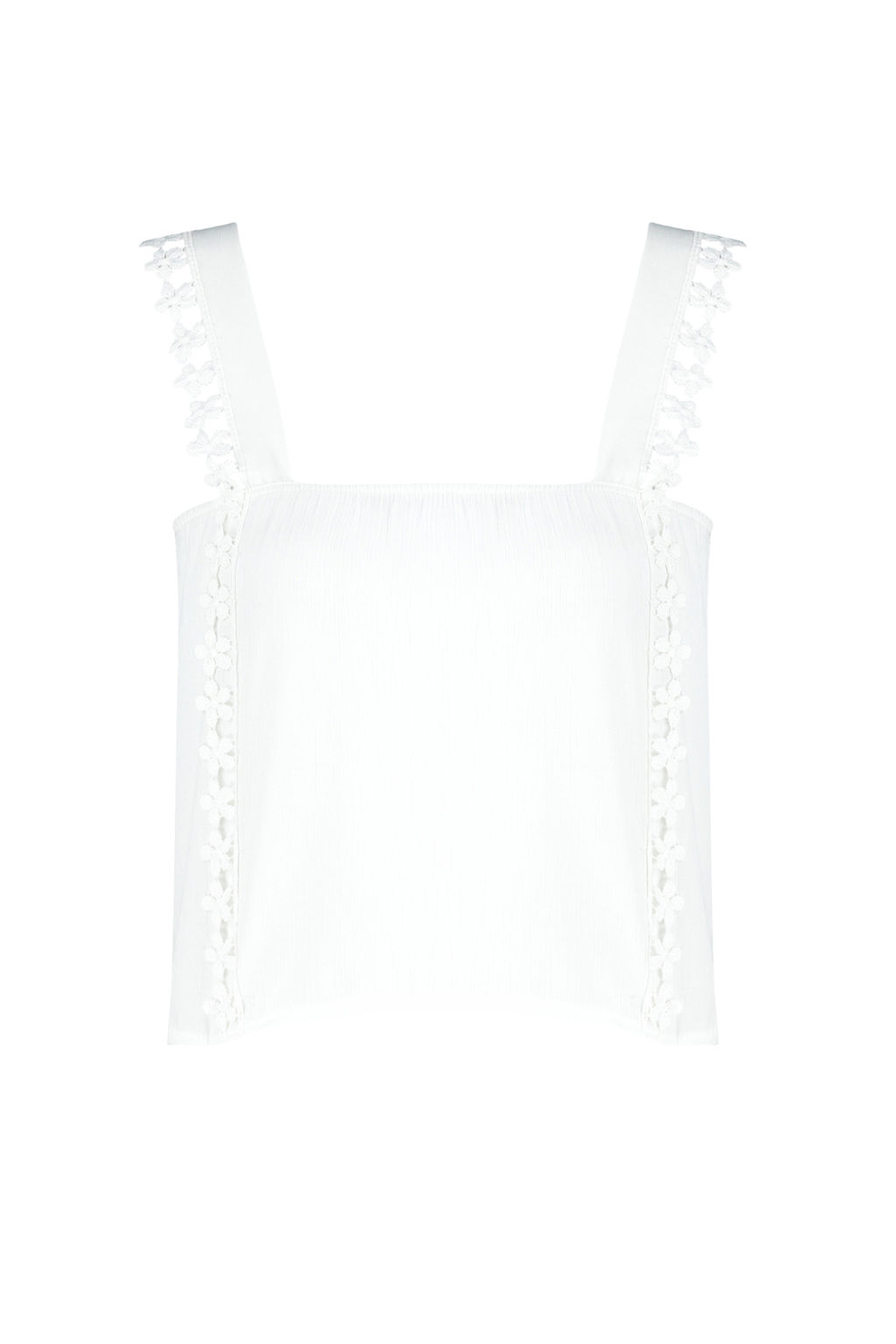 Ekru Dantel Detayl? Crinkle Dokuma Bluz TWOSS24BZ00024