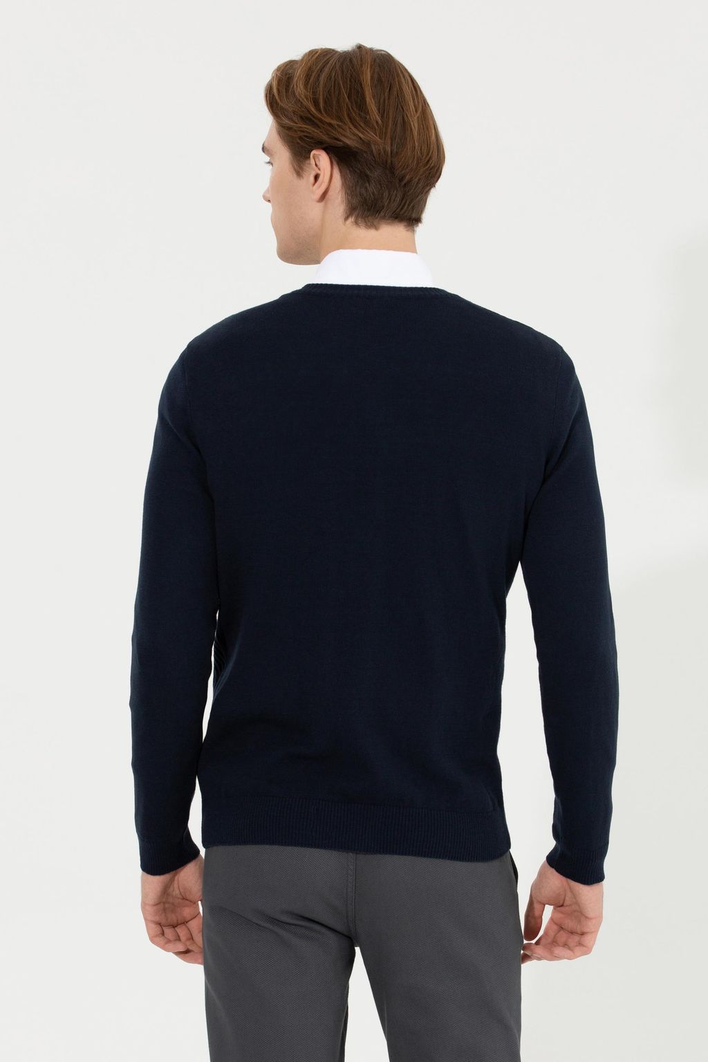 U. S. Polo Assn Мужской темно-синий трикотажный свитер с v-образным вырезом - U.s. polo assn фото 5