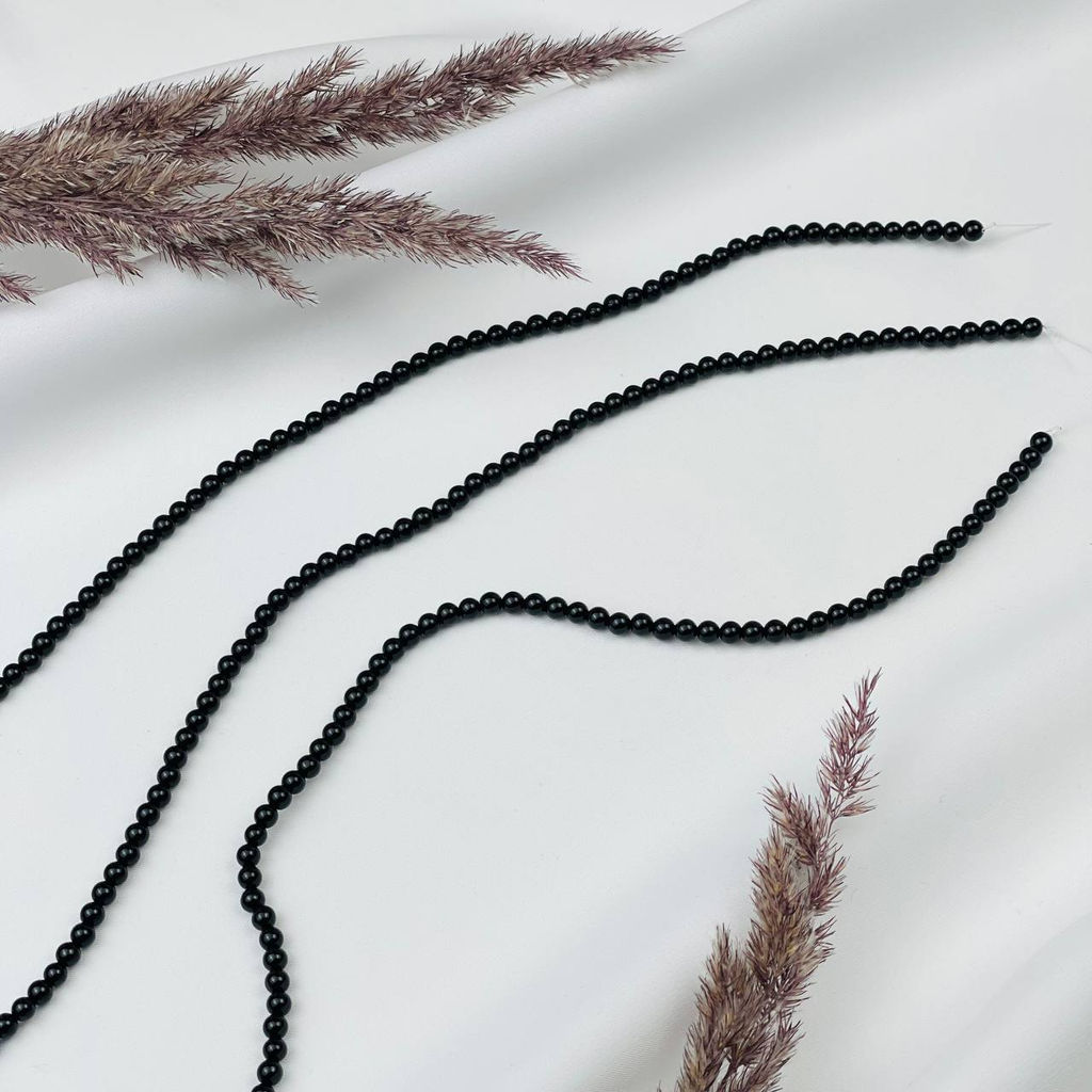 Бусины для украшений из черного Агата (90 бусин)