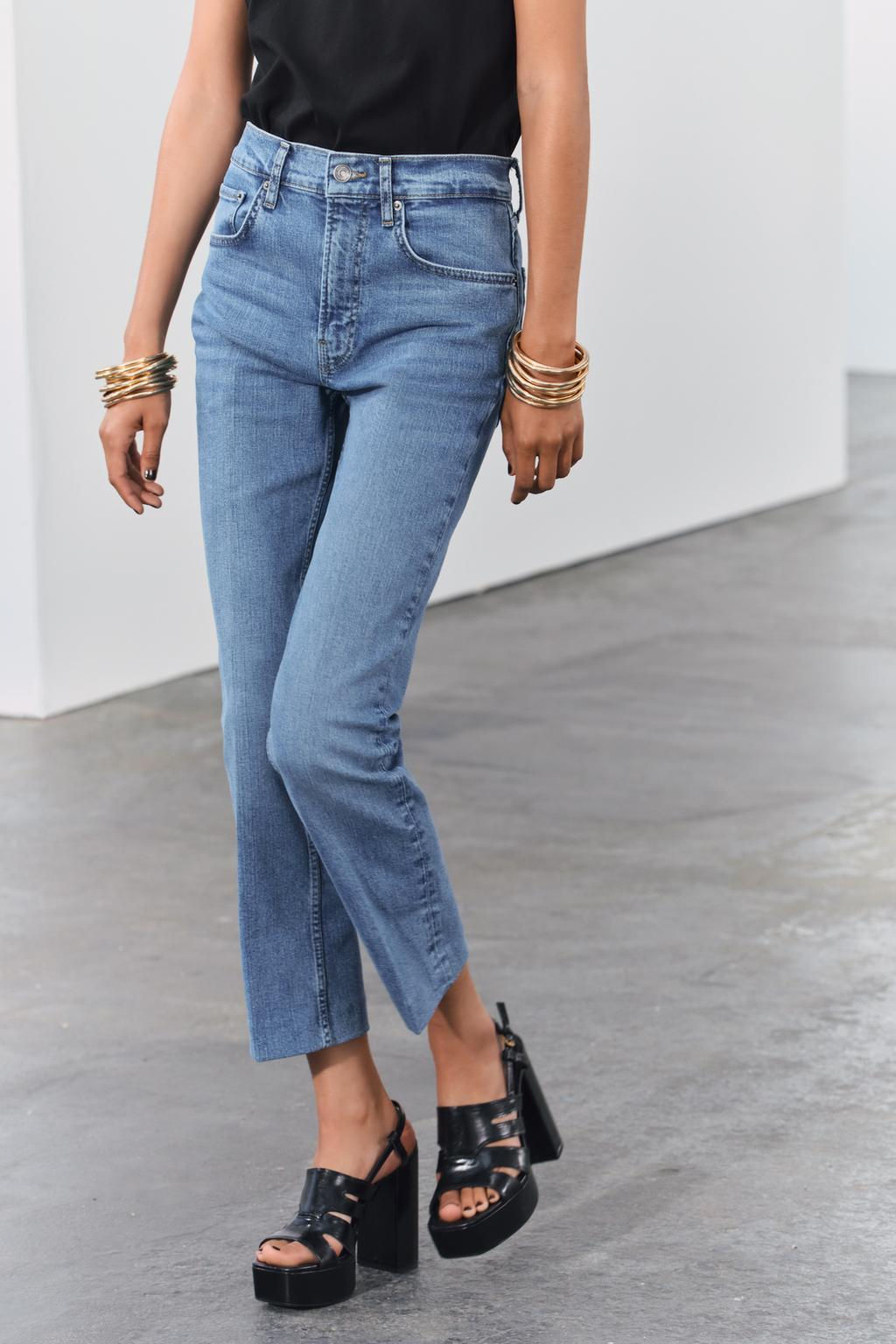 ZW COLLECTION BOOTCUT HIGH-WAIST CROPPED JEANS - Zara фото 5