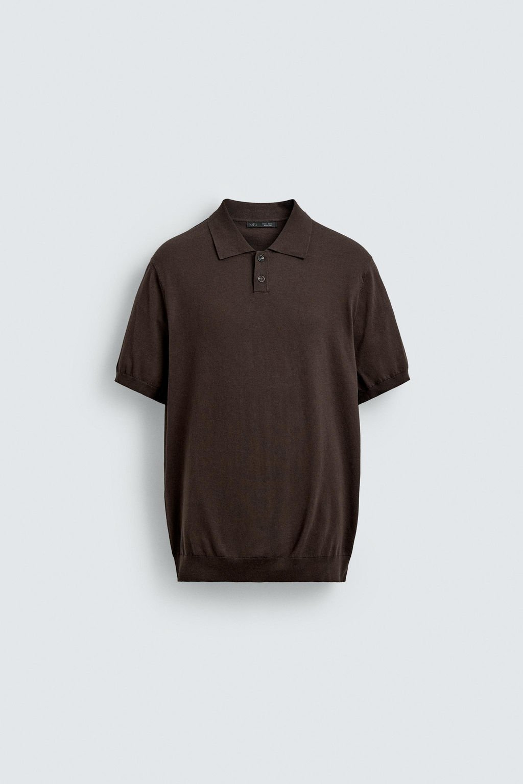 POLO PUNTO REGULAR FIT ALGOD?N - LINO / Chocolate - Zara фото 7
