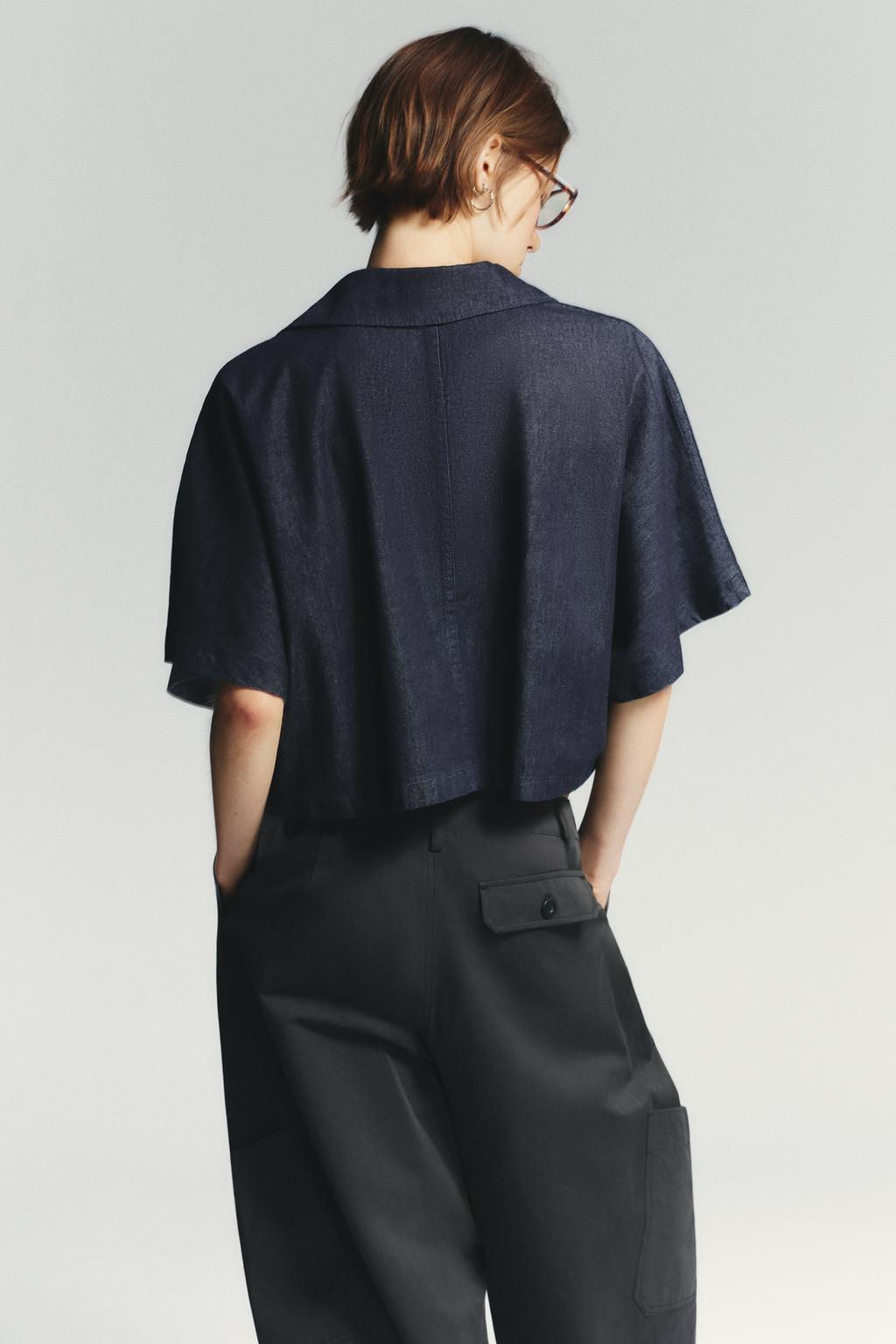TRF DENIM SHIRT WITH POLO COLLAR - Zara фото 5