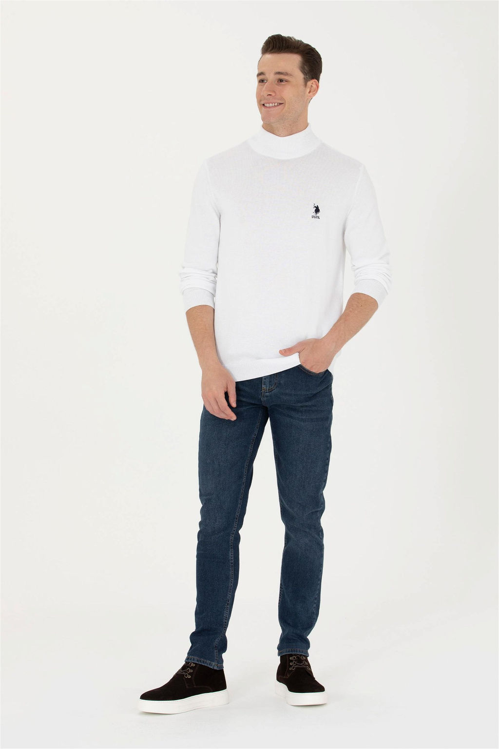 U. S. Polo Assn / Мужской белый базовый свитер - U.s. polo assn фото 4