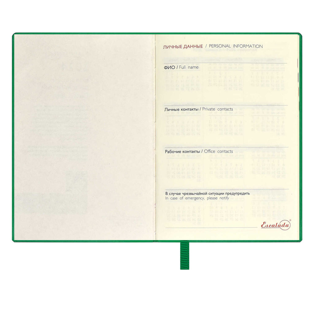 Ежедневник датированный 2024 ESCALADA, А6, 120 л., арт. 63830/ 20 ШЕВРЕТ ЭКСТРА ЗЕЛЁНЫЙ  фото 4